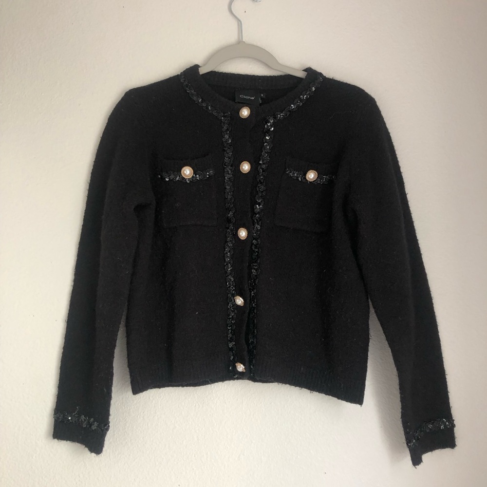 Classic Black Knit Cardigan Sweater